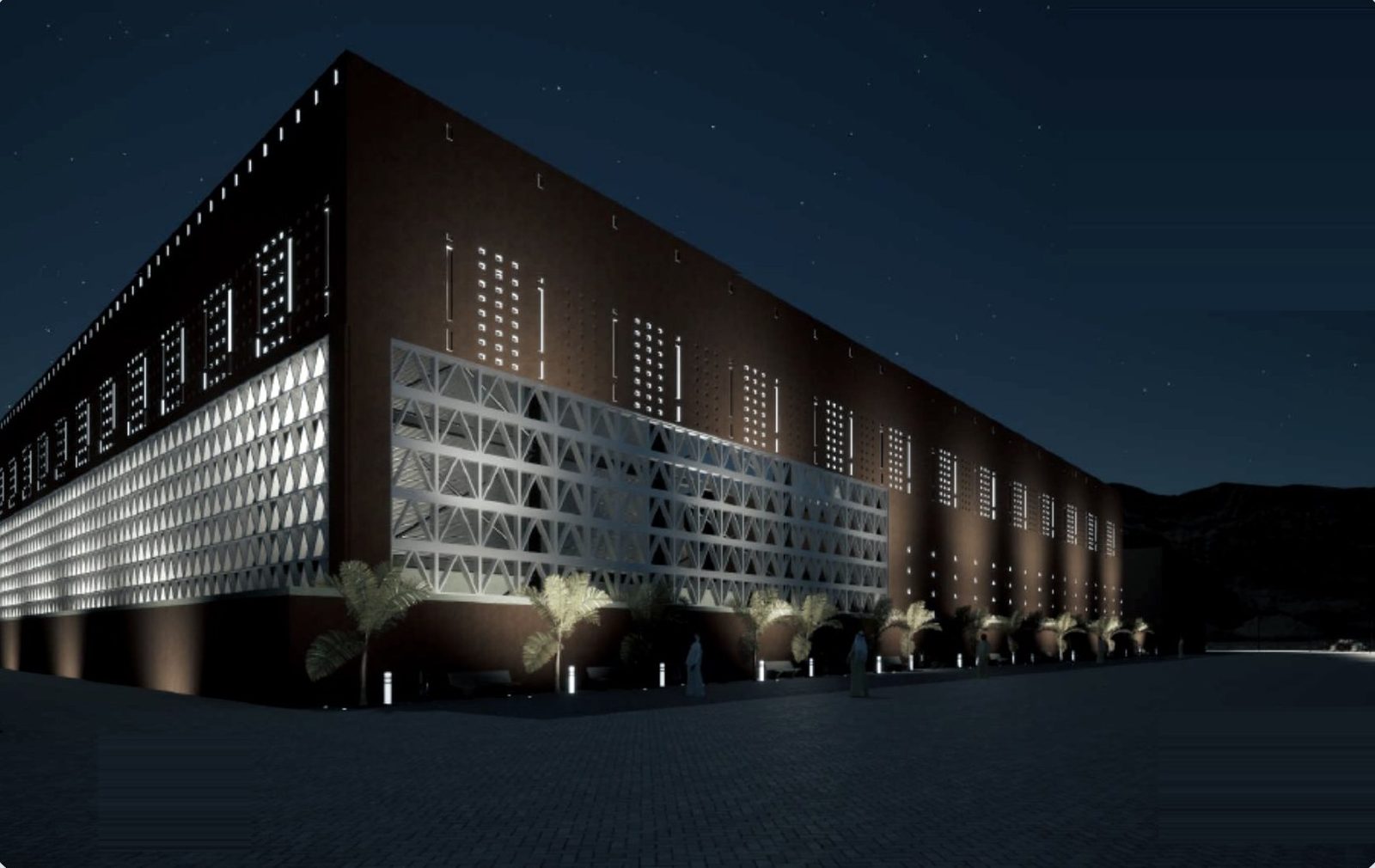 District cooling plant at night